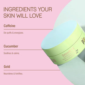 Pixi FortifEYE patch applied under eye showing firming peptide benefit