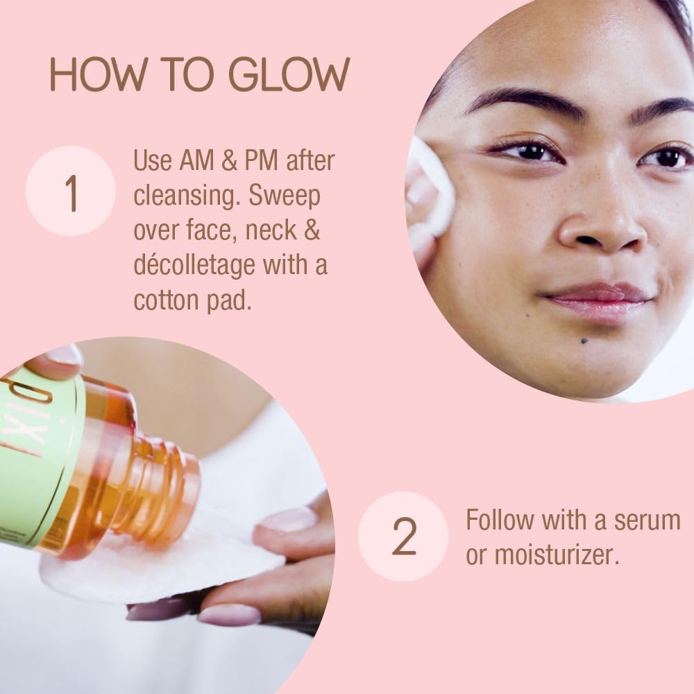 Pixi Glow Tonic on a cotton pad demonstrating simple, quick application