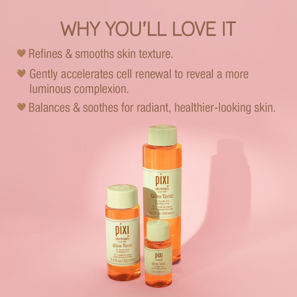 Pixi Glow Tonic pouring onto a surface showing lightweight liquid texture