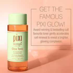 Pixi Glow Tonic pouring texture highlighting smooth exfoliating liquid