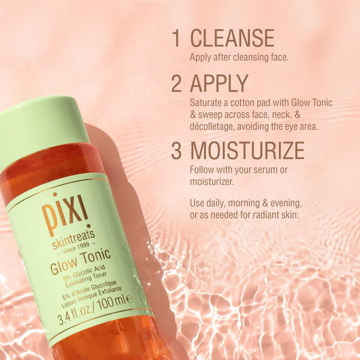 Pixi Glow Tonic beside everyday items for size comparison and travel benefit