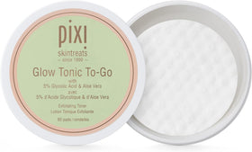 Pixi Glow Tonic to-Go front packaging showing compact travel-friendly design and brightening benefit