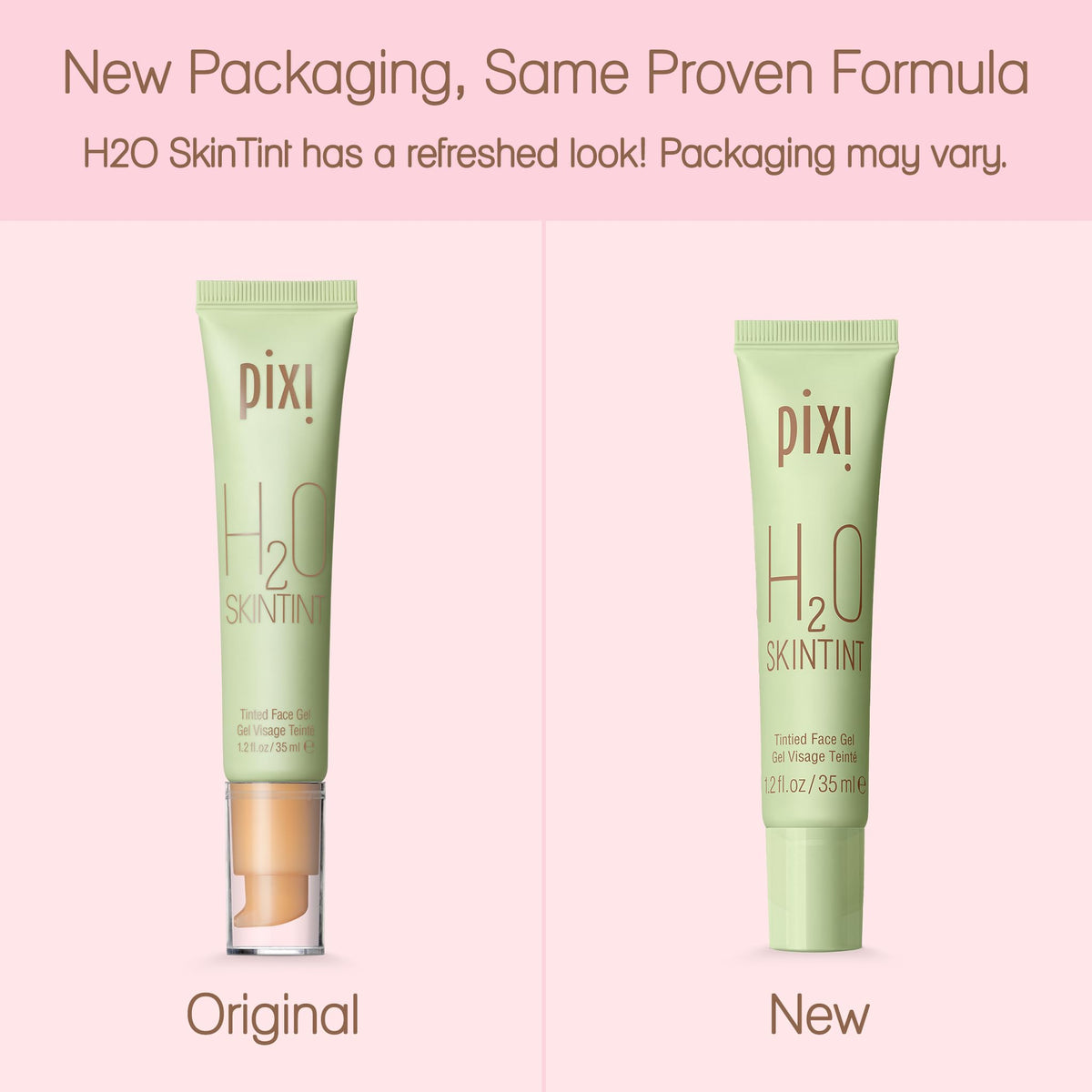 Pixi flatlay with ingredient visual emphasizing clean, hydrating formula benefit