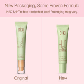 Pixi flatlay with ingredient visual emphasizing clean, hydrating formula benefit