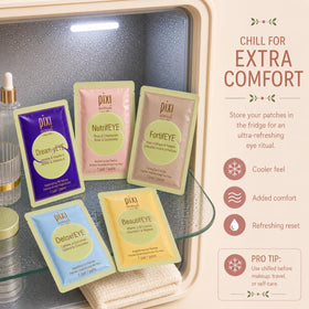 Pixi patch being applied in morning routine for brighter, refreshed eyes