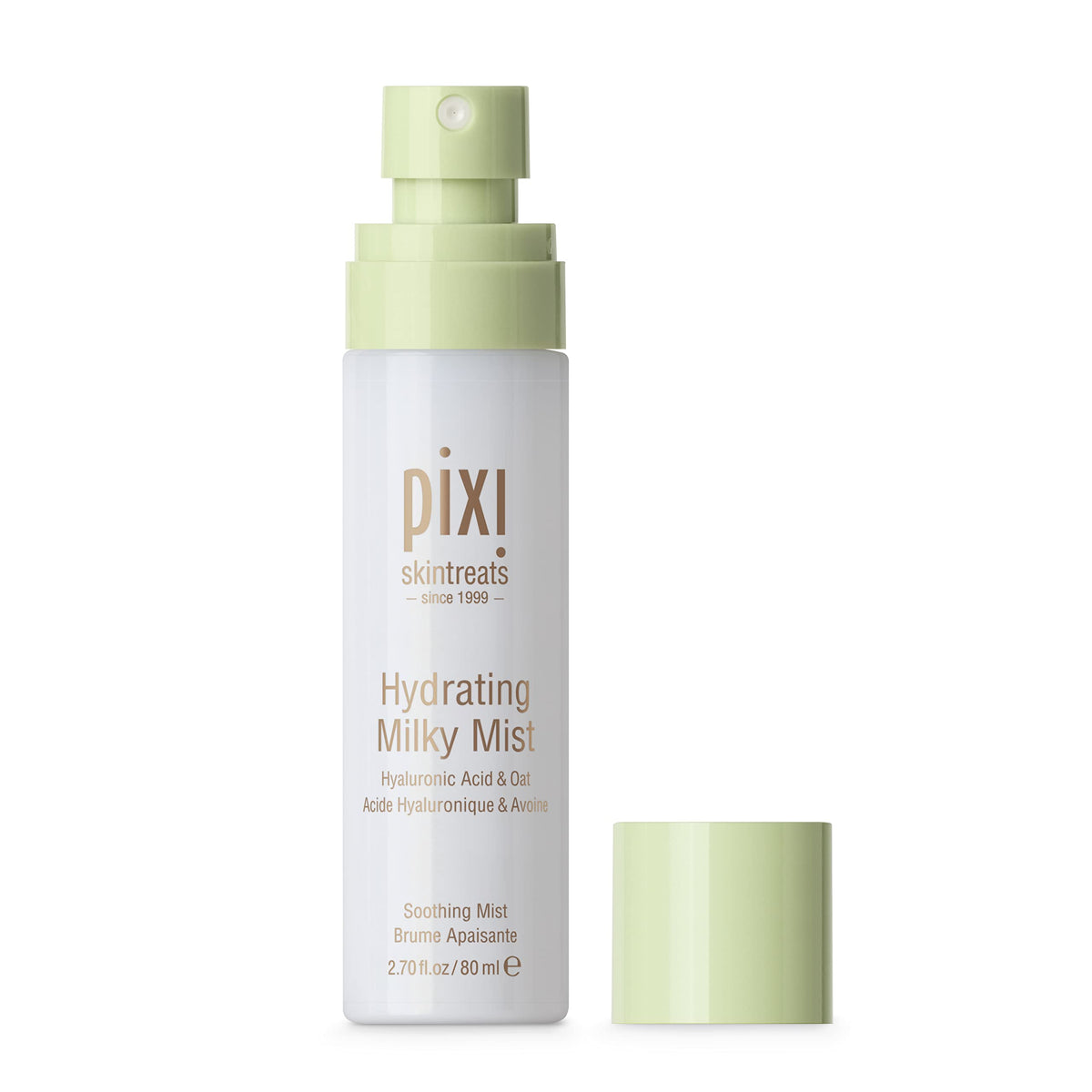 Pixi Milky Mist alongside oats and hyaluronic visualizing key ingredients