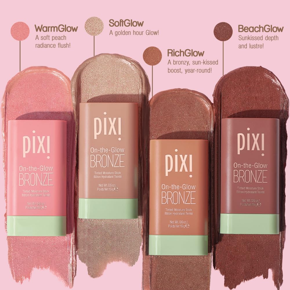 Pixi applying bronzer to cheeks demonstrating natural blended glow benefit