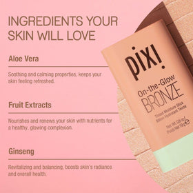 Pixi closed cap and label showing product safety and travel-ready benefit