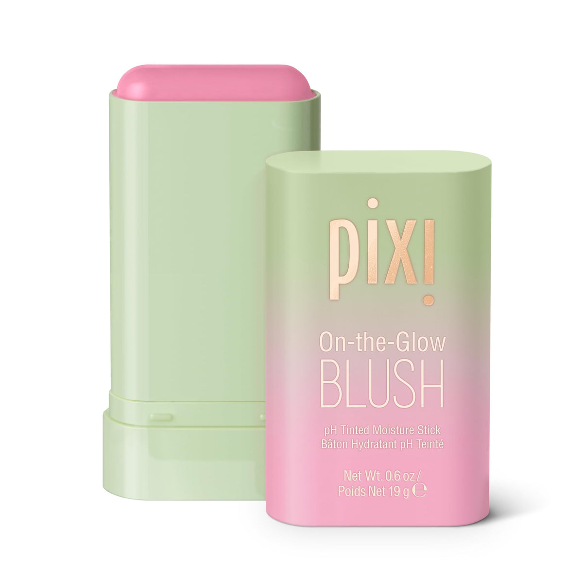 Pixi On-the-Glow front view showing compact twist-up stick and color, easy application