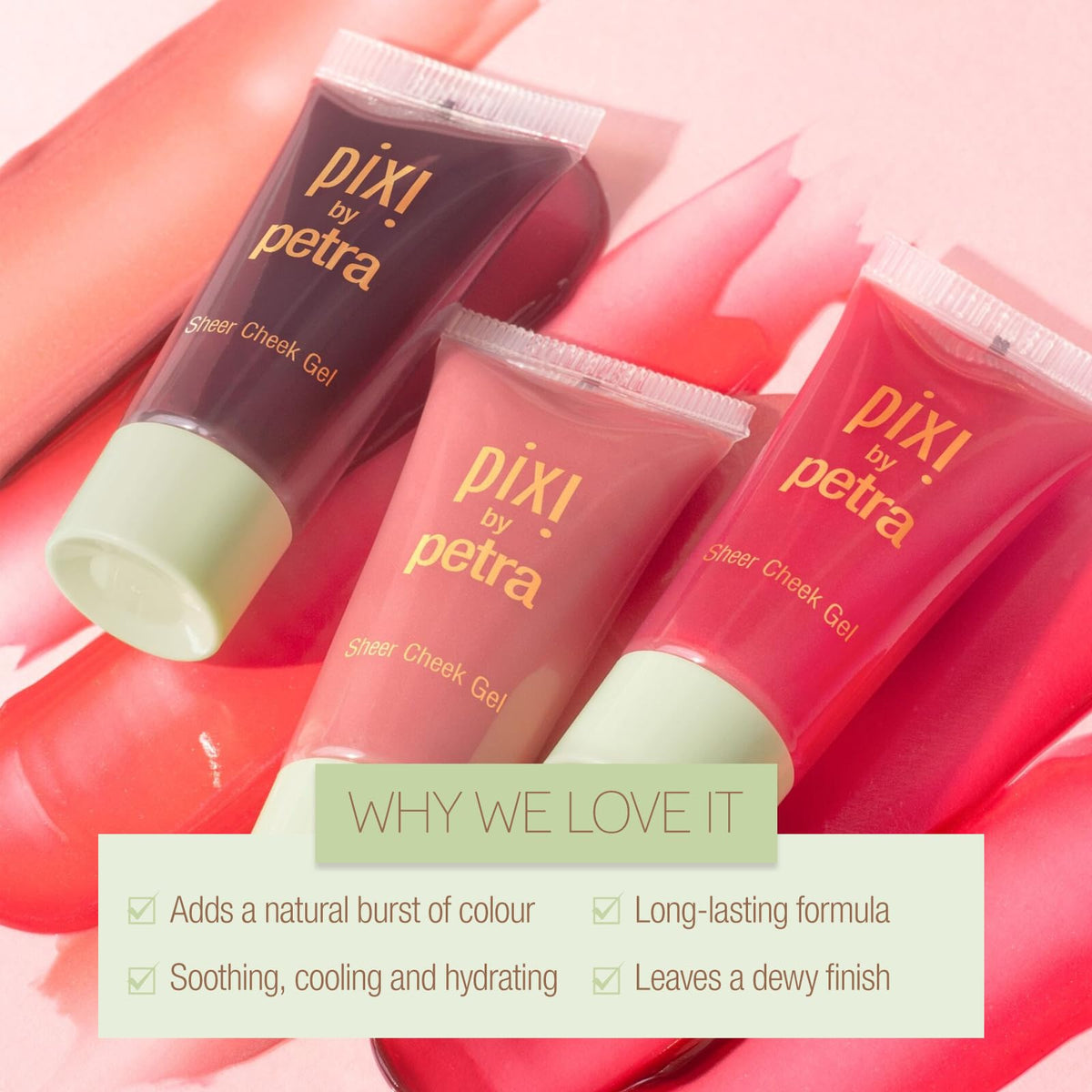 Pixi tinted lips using Flushed gel for coordinated cheek-and-lip color benefit