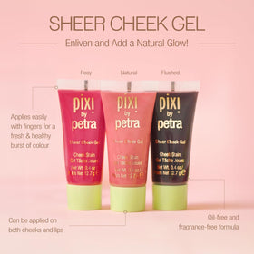 Pixi gel blush swatched on skin closeup demonstrating natural sheer finish benefit