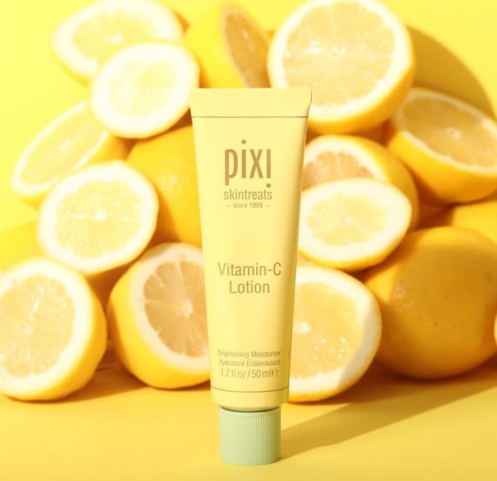 Pixi Vitamin-C Lotion applied on hand showing smooth finish and quick absorption
