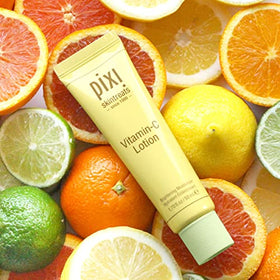 Pixi Vitamin-C Lotion texture close-up highlighting lightweight absorption and hydration