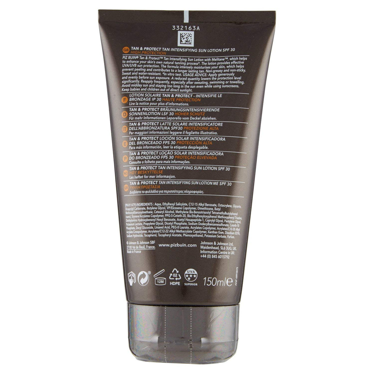 Piz Buin 150ml tube held in hand showing compact size and portability benefit