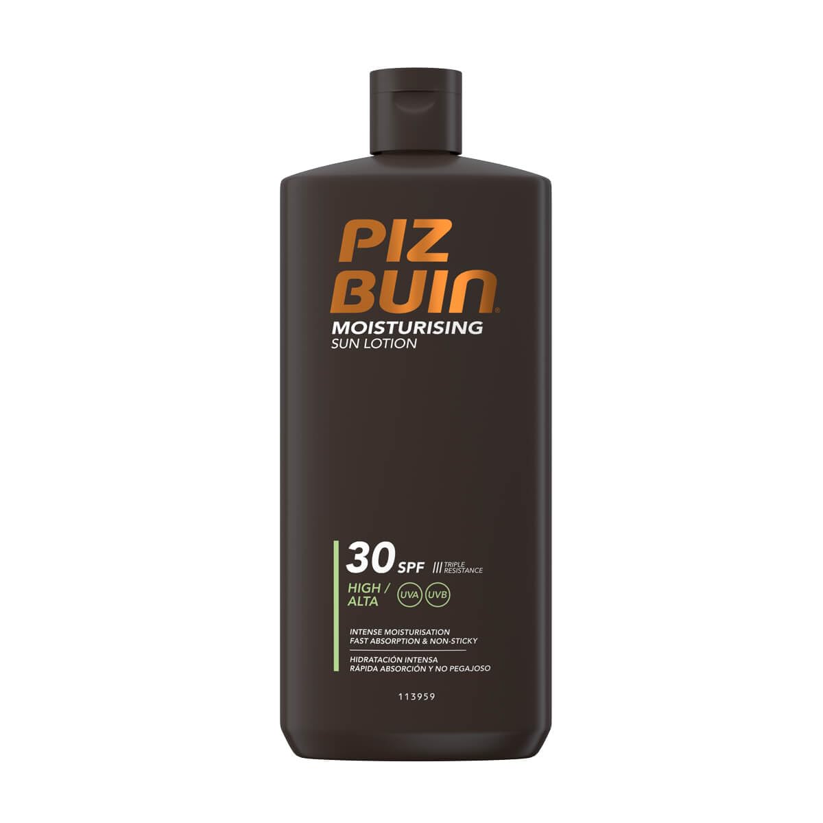 Piz Buin front packaging showing SPF 30 and moisturising benefit for reliable protection