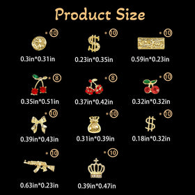 Pizadix charms applied on acrylic nail display demonstrating wearable style