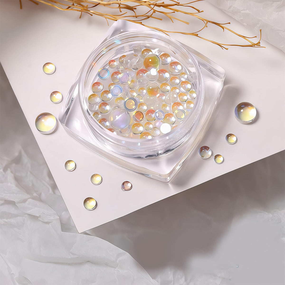 Pizadix mermaid pearls scattered to show iridescent texture and shine
