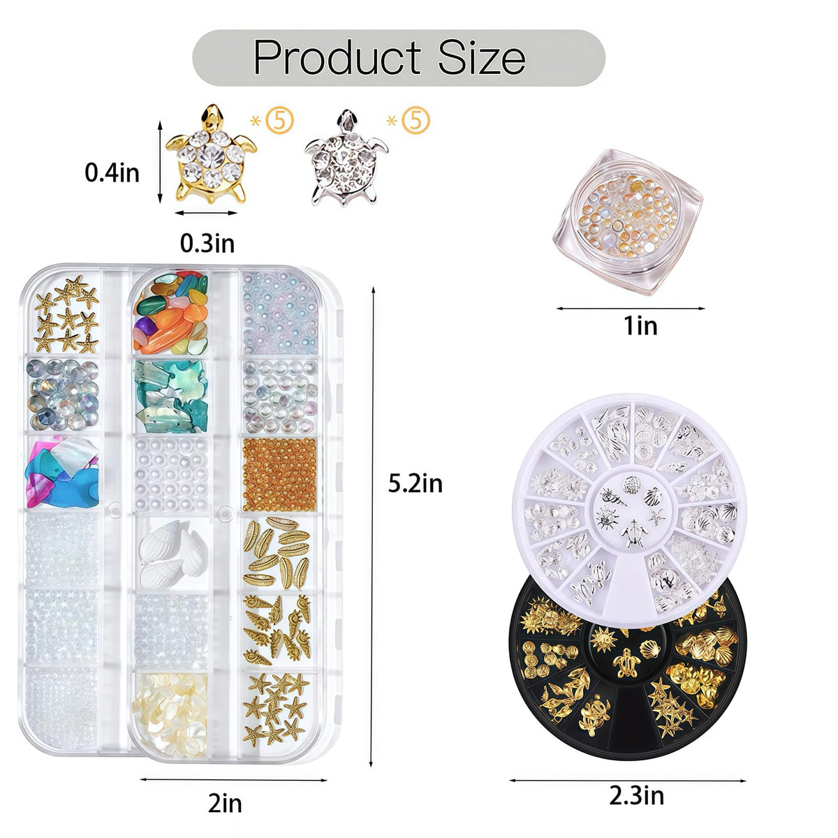 Pizadix mixed rhinestones display showing colorful sparkle for nails