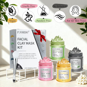 Pjordo lifestyle bathroom display with masks, towel, and candles for an at-home spa feel