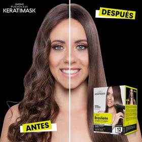 PLACENTA LIFE KERATIMASK close-up label highlighting keratin and hyaluronic acid benefits