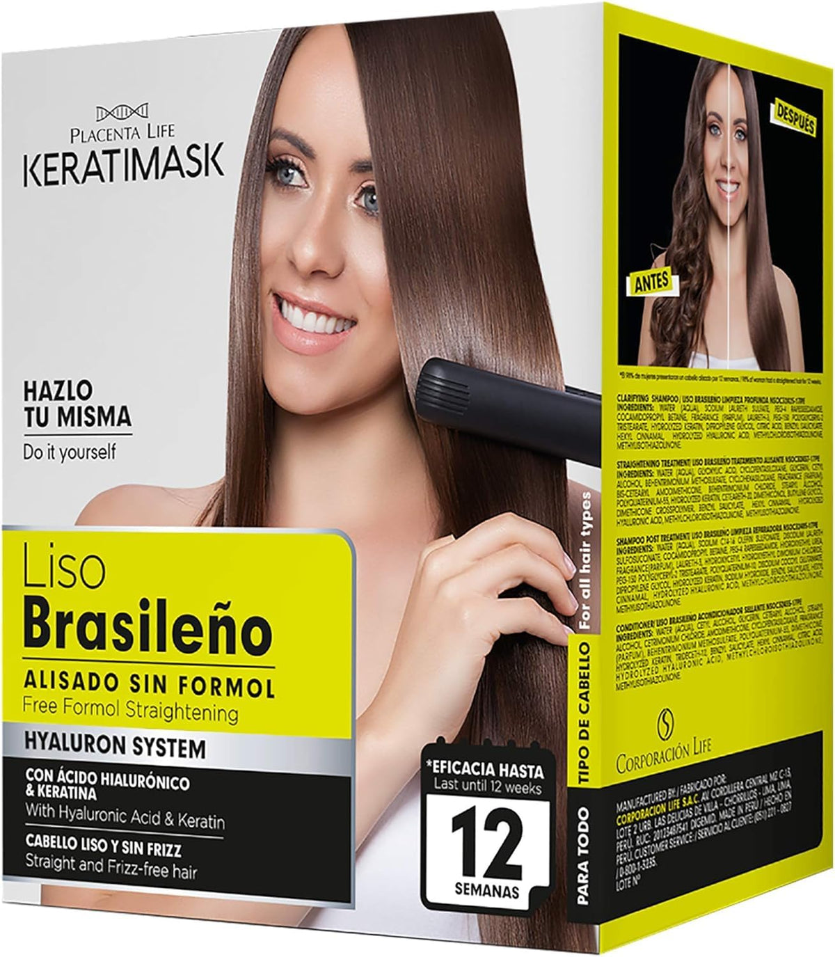PLACENTA LIFE KERATIMASK front packaging showing product benefits and formaldehyde-free advantage