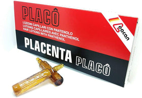 Array of 12 Placenta Placo ampoules aligned to show full-treatment supply benefit