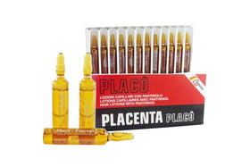 Placenta Placo front packaging showing 12 ampoules and clinical styling benefit