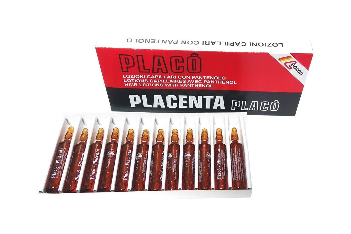 Ingredient label of Placenta Placo showing panthenol and nettle for scalp support