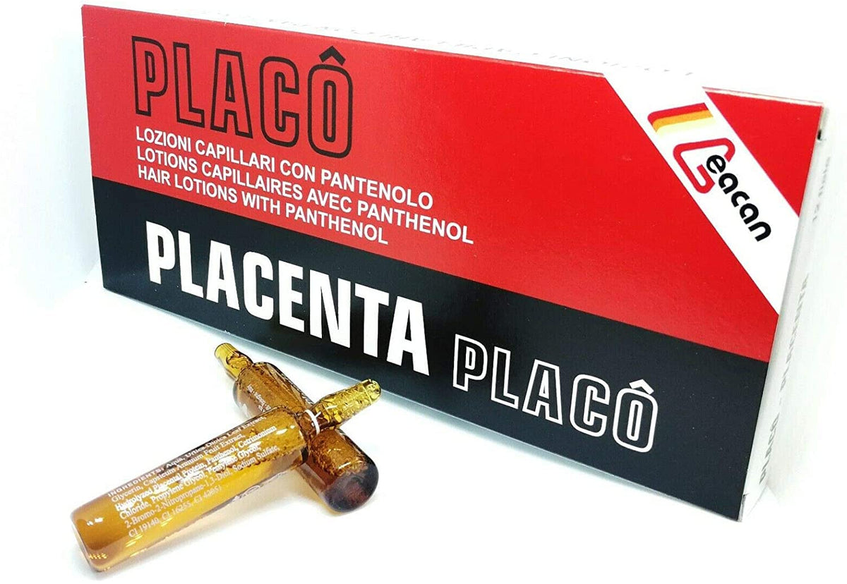 Placenta Placo vial held in hand to show compact travel-friendly size