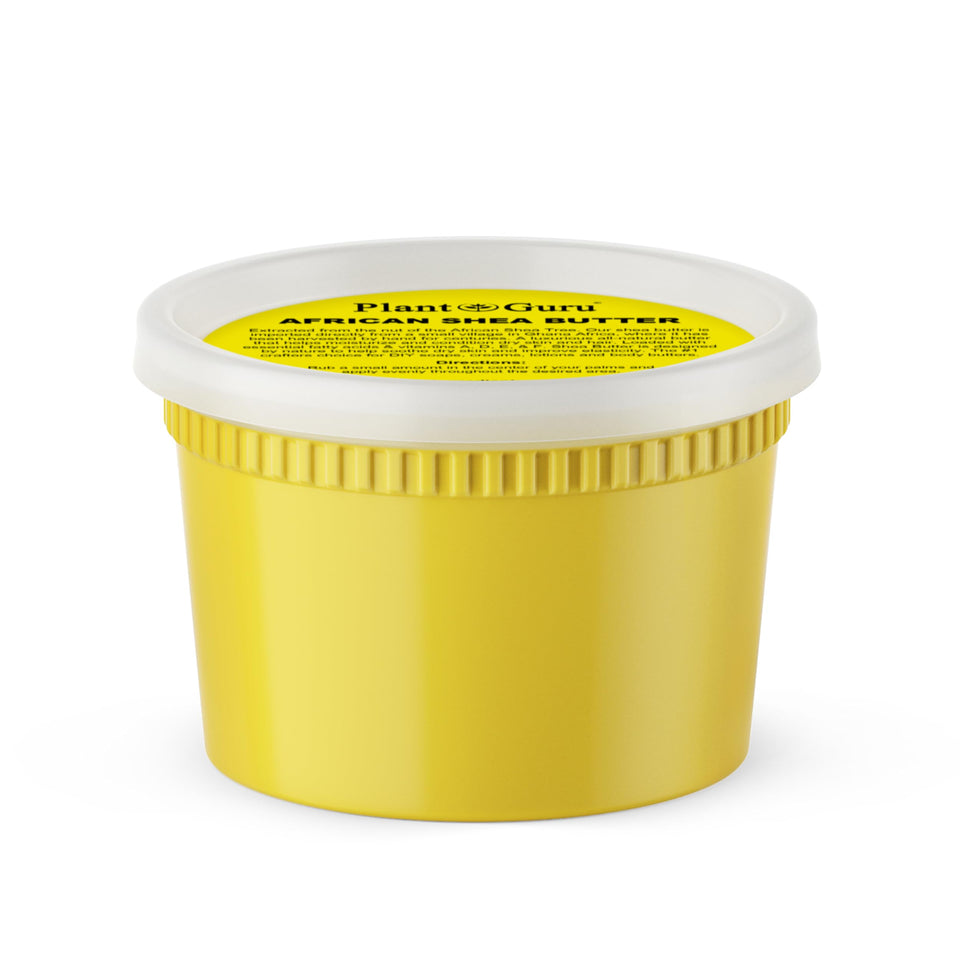 Plant Guru front jar showing 16 oz packaging and clear label, easy shelf storage benefit