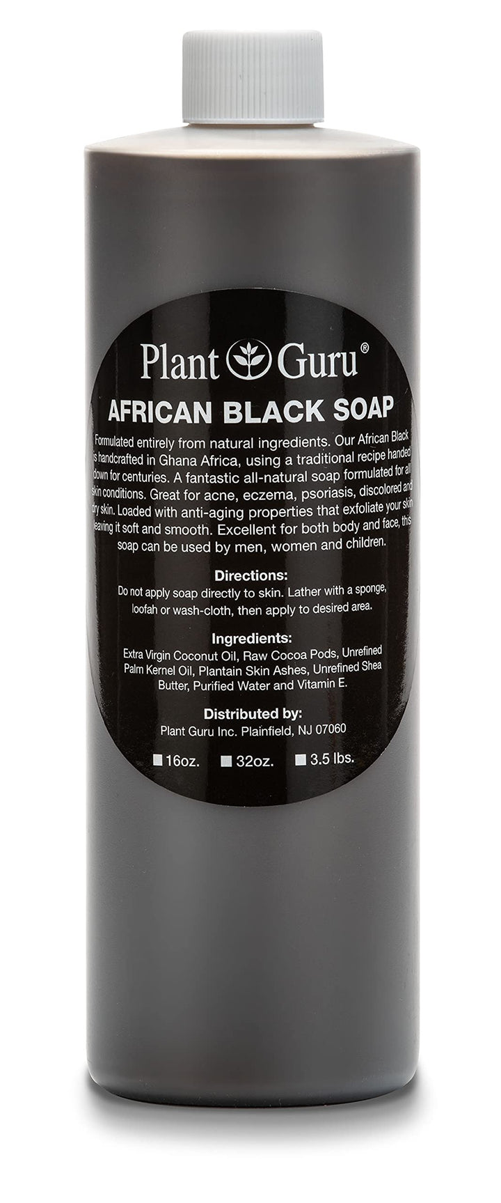 Plant Guru front label bottle showing clear product and natural claims for reliable cleansing