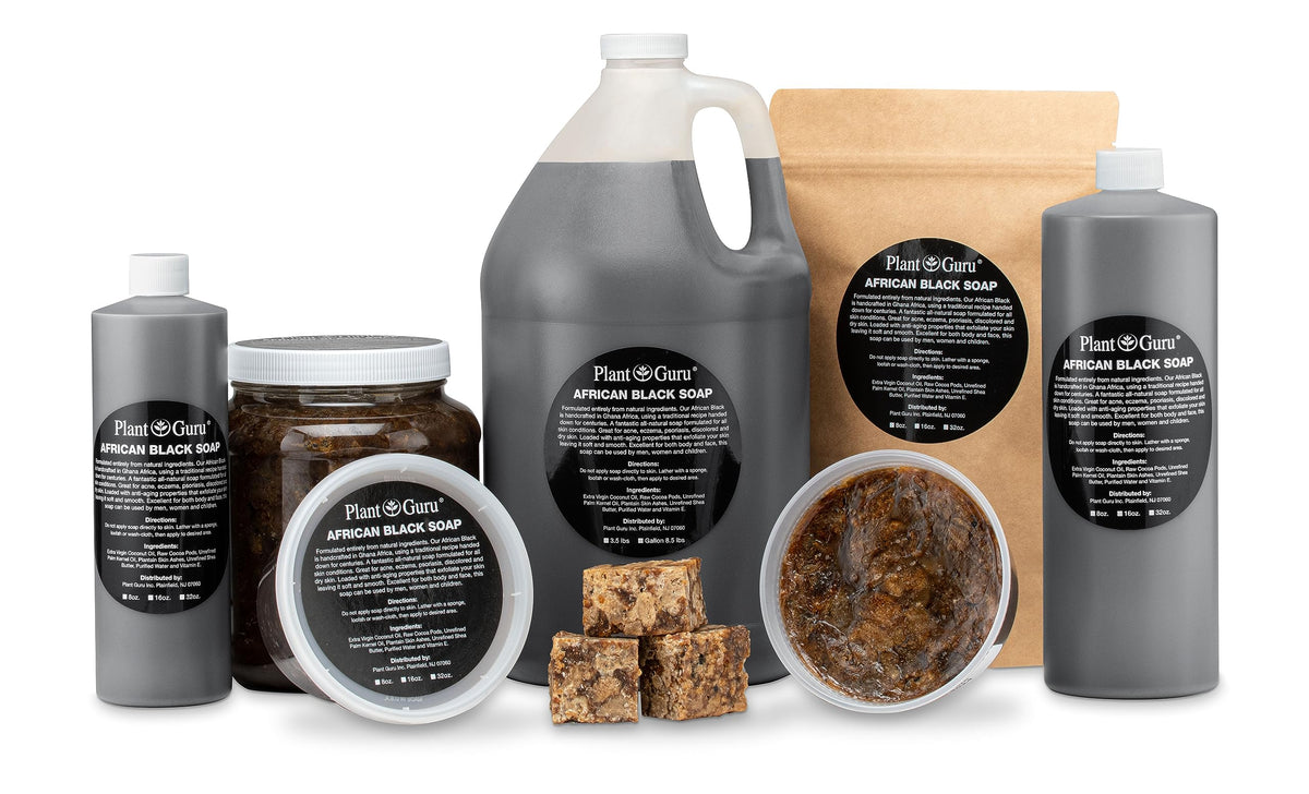 Plant Guru natural ingredients display with shea butter and oils showing purity and nourishment