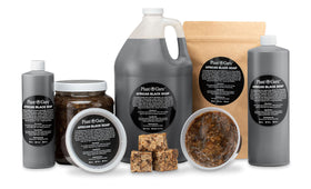 Plant Guru natural ingredients display with shea butter and oils showing purity and nourishment