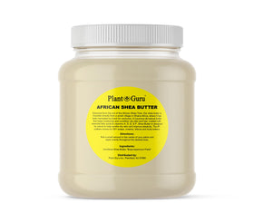 Plant Guru jar front packaging showing pure bulk shea butter benefits