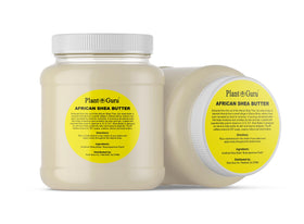 Plant Guru open jar displaying creamy ivory shea butter texture