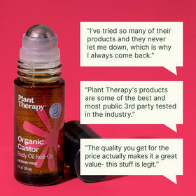 Plant Therapy bottle next to a coin showing 30 mL size for travel and portability