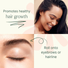Plant Therapy applying roll-on to scalp parting for focused root nourishment