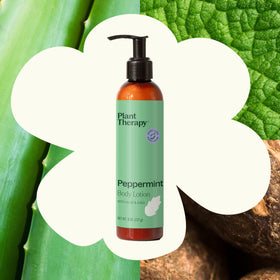 Plant Therapy ingredient label highlighting aloe, shea, and sunflower benefits