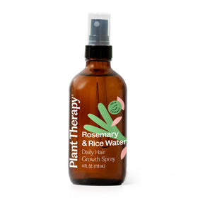 Plant Therapy front label of Rosemary & Rice Water Spray showing product clarity and use