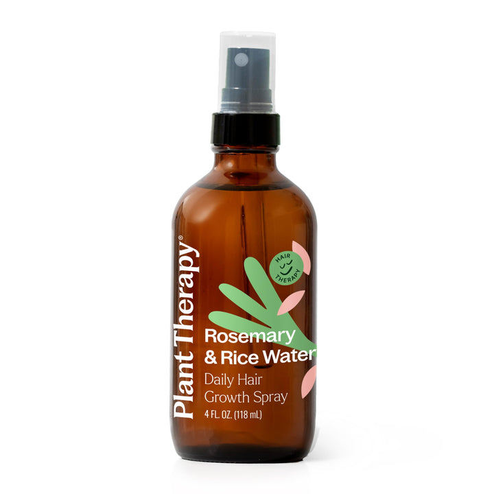 Plant Therapy front label of Rosemary & Rice Water Spray showing product clarity and use
