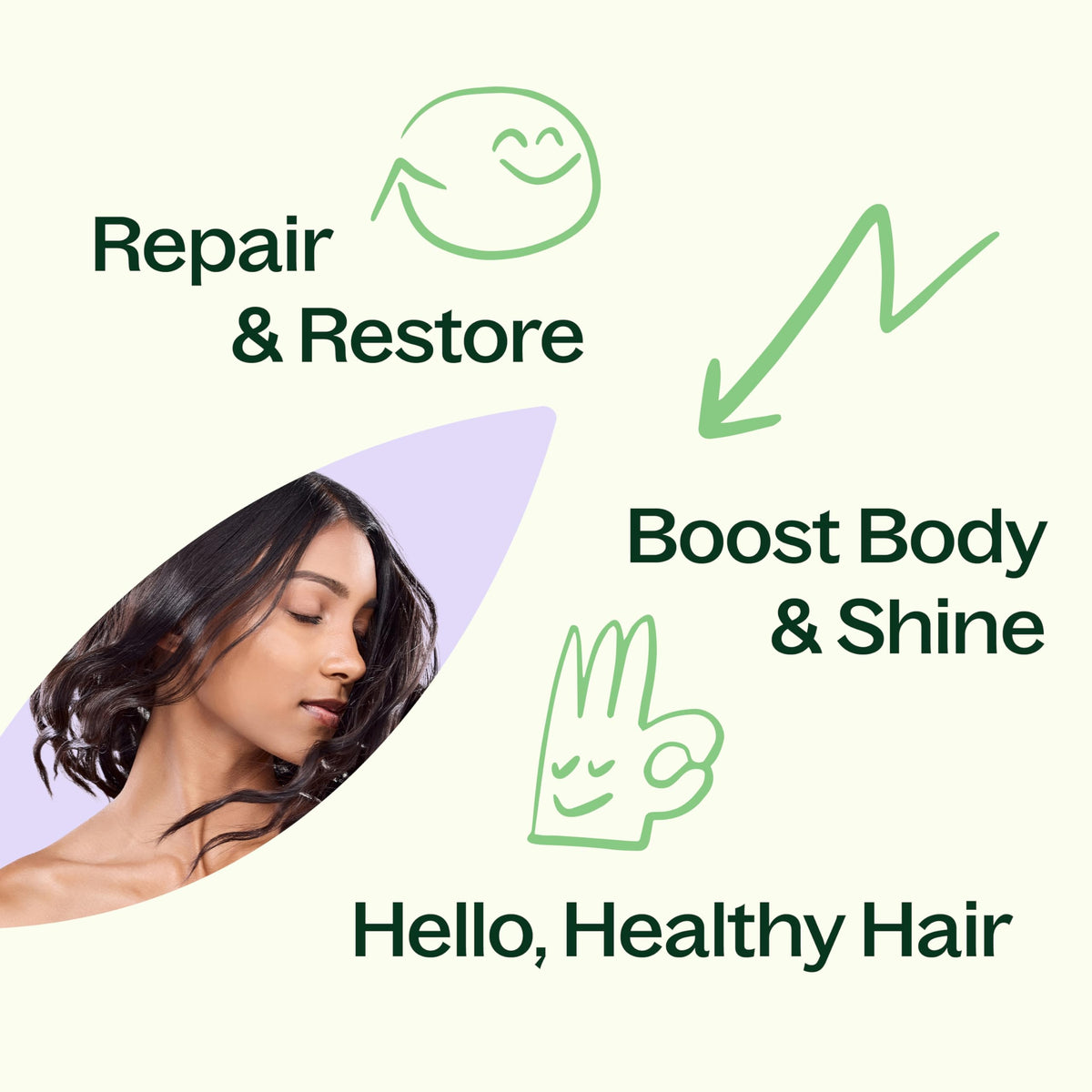 Plant Therapy product in use on styled hair adding volume and reducing flyaways