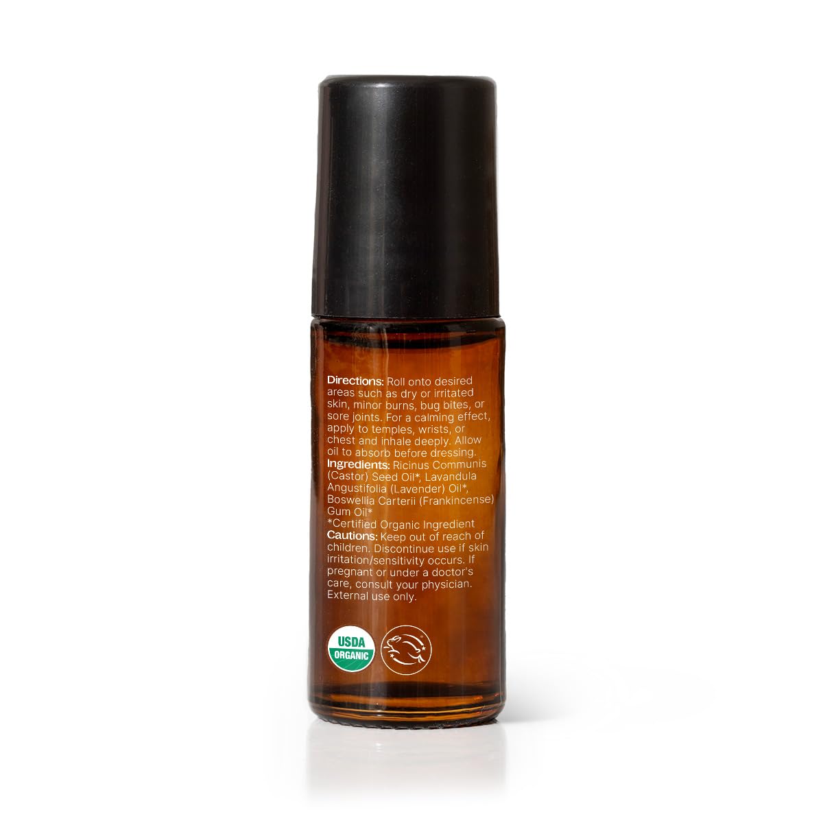 Plant Therapy roll-on held in hand for size-scale comparison showing travel-friendly benefit