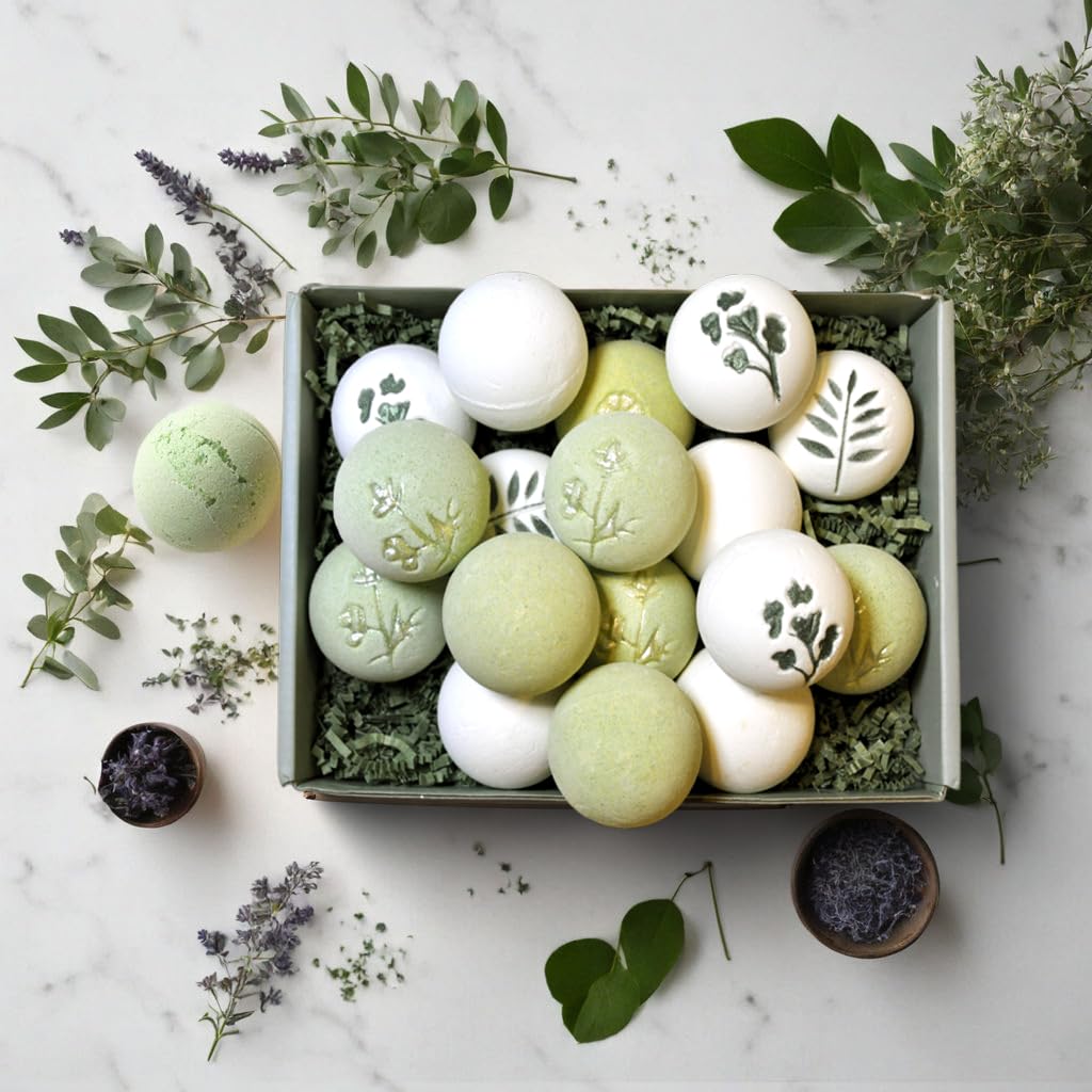Plantful close-up of a single bath bomb highlighting handmade texture