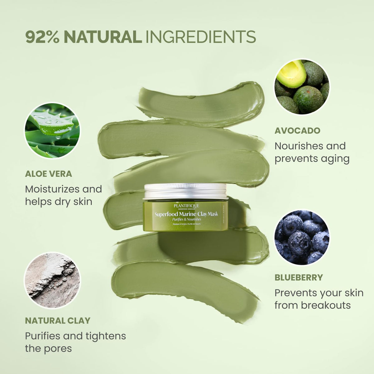 PLANTIFIQUE model applying mask to cheek, demonstrates even coverage and ease