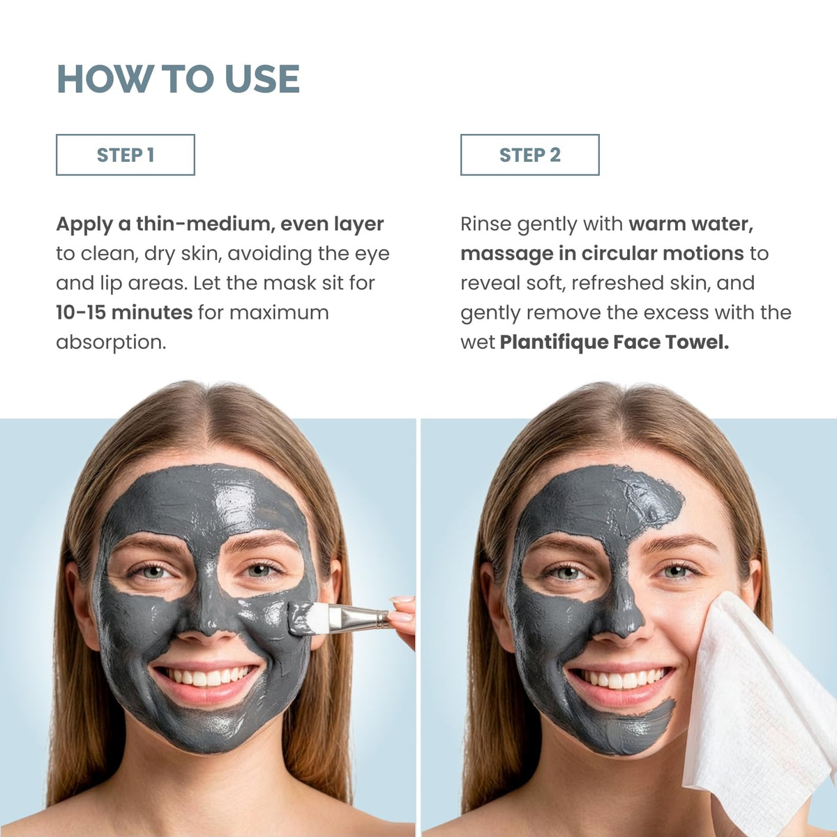 PLANTIFIQUE applying mask on model face demonstrating even coverage and soothing effect