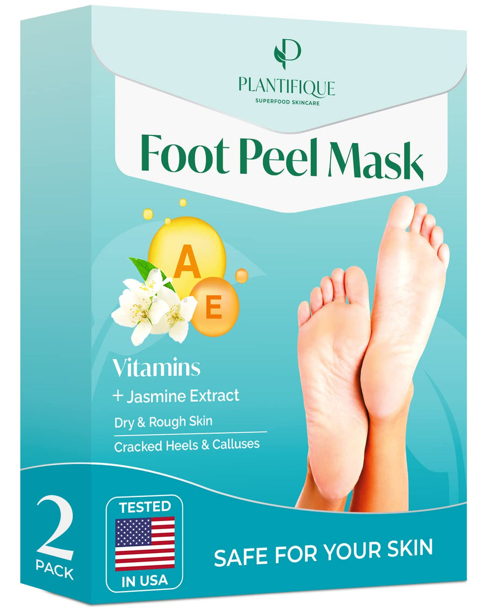 PLANTIFIQUE front packaging showing jasmine-scented foot peel benefits