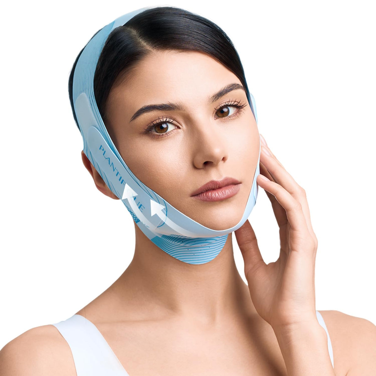 PLANTIFIQUE chin strap front view showing secure V-line fit and comfortable support