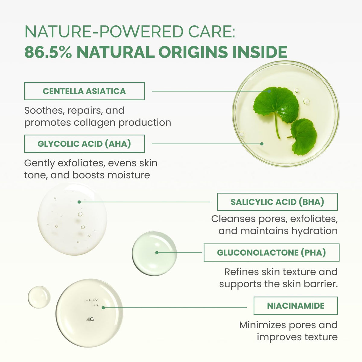 PLANTIFIQUE pad in hand being applied to face showing convenient single-step exfoliation and calming effect