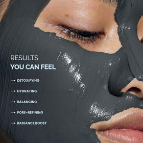 PLANTIFIQUE charcoal powder and volcanic ash ingredients showing strong purifying action