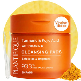 PLANTIFIQUE jar front view showing compact brightening pads, convenient for travel